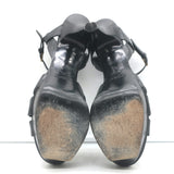 Saint Laurent Tribute 75 Platform Sandals Black Leather Size 40 T-Strap Heels