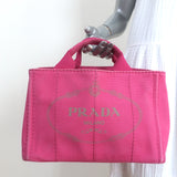 Prada Canapa Logo Tote Pink Canvas Small Shoulder Bag