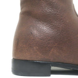 Prada Pointed Toe Flat Knee High Boots Brown Leather Size 38.5