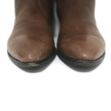 Prada Pointed Toe Flat Knee High Boots Brown Leather Size 38.5