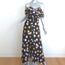 Self-Portrait Off the Shoulder Maxi Dress Black Floral Print Satin Size US 4