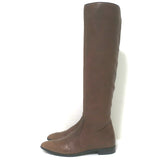 Prada Pointed Toe Flat Knee High Boots Brown Leather Size 38.5