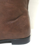 Prada Pointed Toe Flat Knee High Boots Brown Leather Size 38.5
