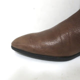 Prada Pointed Toe Flat Knee High Boots Brown Leather Size 38.5