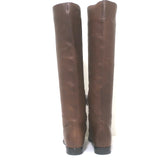 Prada Pointed Toe Flat Knee High Boots Brown Leather Size 38.5