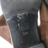 Prada Pointed Toe Flat Knee High Boots Brown Leather Size 38.5