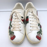 Gucci Ace Floral-Embroidered Low Top Sneakers White Leather Size 37