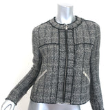Isabel Marant Etoile Laura Zip-Up Tweed Jacket Black & Gray Wool-Blend Size 36