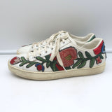 Gucci Ace Floral-Embroidered Low Top Sneakers White Leather Size 37