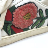 Gucci Ace Floral-Embroidered Low Top Sneakers White Leather Size 37