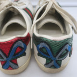 Gucci Ace Floral-Embroidered Low Top Sneakers White Leather Size 37
