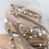 Valentino Rockstud caged slingback pumps in black patent and poudre leather, pre-owned luxury with authentic studs