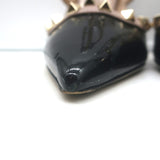 Valentino Rockstud caged slingback pumps in black patent and poudre leather, authentic pre-owned luxury heels, size 38.