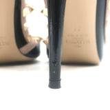 Valentino Rockstud caged slingback pumps in black patent and poudre leather, pre-owned authentic luxury