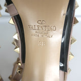 Valentino Rockstud caged slingback pumps in black patent and poudre leather, pre-owned authentic luxury, size 38