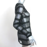Anne Fontaine Long Sleeve Top Carolane Black Striped Tulle Size 40