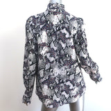 Isabel Marant Lamia Blouse Snakeskin Print Silk Size 44 Long Sleeve Top