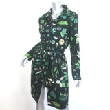 Samantha Sung Trench Coat Leaf Print Stretch Cotton Size 6 Belted Jacket
