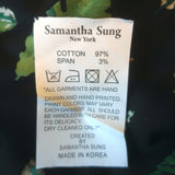 Samantha Sung Trench Coat Leaf Print Stretch Cotton Size 6 Belted Jacket