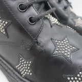 Saint Laurent Star Studded Lace-Up Combat Boots Black Leather Size 40.5