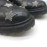 Saint Laurent Star Studded Lace-Up Combat Boots Black Leather Size 40.5