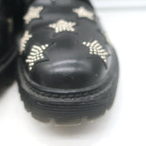 Saint Laurent Star Studded Lace-Up Combat Boots Black Leather Size 40.5