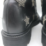 Saint Laurent Star Studded Lace-Up Combat Boots Black Leather Size 40.5