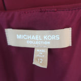 Michael Kors Collection Puff Sleeve Belted Maxi Dress Burgundy Crepe Size 12