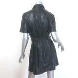 Nanushka Roberta Belted Vegan Leather Mini Shirtdress Black Size Large