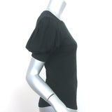 FRAME Balloon Sleeve T-Shirt Black Stretch Jersey Size Extra Small