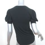 FRAME Balloon Sleeve T-Shirt Black Stretch Jersey Size Extra Small
