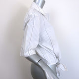 Off-White c/o Virgil Abloh Popeline Tie-Front Pinstripe Shirt White Size 40