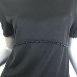 Chanel Beaded T-Shirt Black Jersey Size 38 Short Sleeve Top