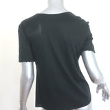 Chanel Beaded T-Shirt Black Jersey Size 38 Short Sleeve Top