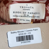 Trovata Birds of Paradis Blouse Bailey Canela Palm Print Size Extra Small NEW