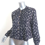 Isabel Marant Etoile Pleated Blouse Navy Floral Print Size 34 Long Sleeve Top