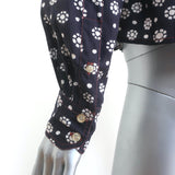 Isabel Marant Etoile Pleated Blouse Navy Floral Print Size 34 Long Sleeve Top