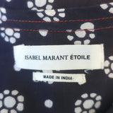 Isabel Marant Etoile Pleated Blouse Navy Floral Print Size 34 Long Sleeve Top