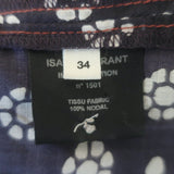 Isabel Marant Etoile Pleated Blouse Navy Floral Print Size 34 Long Sleeve Top