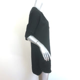 Saint Laurent Keyhole Mini Dress Black Satin Size 38 Short Sleeve Shift