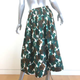 Christian Dior Midi Skirt Green/Brown Printed Cotton-Silk Size US 8