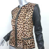 Neiman Marcus Jacket Leopard Print Calf Hair & Black Leather Size Small NEW