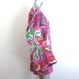 Oud Ivanka Mini Dress Pink Printed Satin Size Extra Small Long Sleeve Tunic