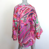 Oud Ivanka Mini Dress Pink Printed Satin Size Extra Small Long Sleeve Tunic