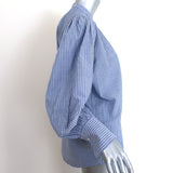Hartford Striped Button Down Shirt Blue Cotton Size 1 Long Sleeve Top