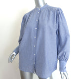 Hartford Striped Button Down Shirt Blue Cotton Size 1 Long Sleeve Top