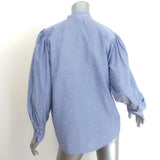 Hartford Striped Button Down Shirt Blue Cotton Size 1 Long Sleeve Top