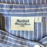 Hartford Striped Button Down Shirt Blue Cotton Size 1 Long Sleeve Top