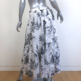 Christian Dior Toile de Jouy Zodiac Maxi Skirt White/Black Cotton Size US 10