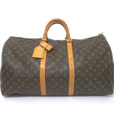 Louis Vuitton Keepall 55 Monogram Canvas Duffle Bag Brown W/ Tag, Lock, Key